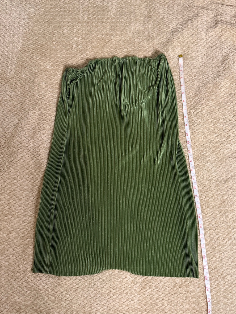 Olive Green Pleated Maxi Skirt